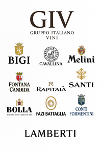 Collage mit Logos der Cantinen der Gruppo Italiano Vini – darunter Bigi, Melini, Santi, Fontana Candida, Rapitalà, Fazi Battaglia, Bolla, Lamberti, Cavallina und Conti Formentini