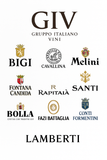 Collage mit Logos der Cantinen der Gruppo Italiano Vini – darunter Bigi, Melini, Santi, Fontana Candida, Rapitalà, Fazi Battaglia, Bolla, Lamberti, Cavallina und Conti Formentini
