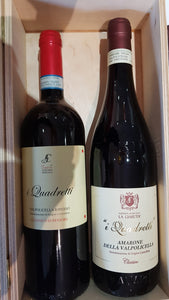 Geschenkidee La Giaretta "I Quadretti", Beste Einzellage im Valpolicella, 1 Flasche Quadretti Ripasso 2016, 1 Flasche Quadretti Amarone 2007!! Exklusiv bei uns in attraktiver 2 er Holzkiste anstatt 112 € für 99,95 €